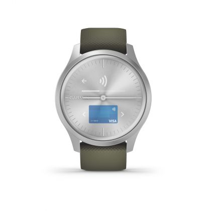 GARMIN vivomove Style Silver Case with Moss Band